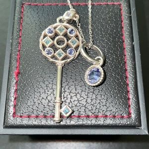 Brighton Silver Key Charm with Plum Crystals